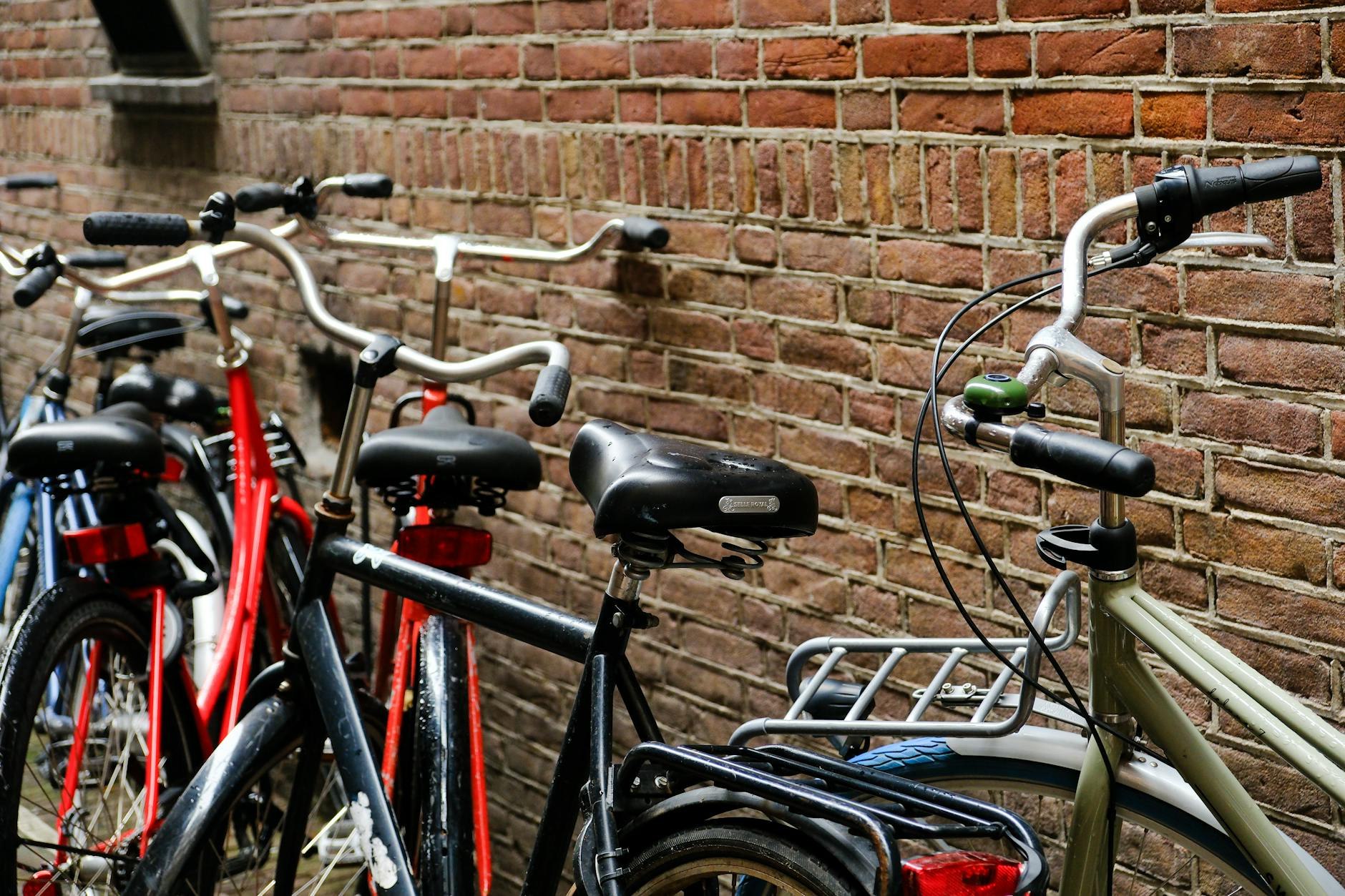 Wall-mounted parabet bikes in clean apartment entry